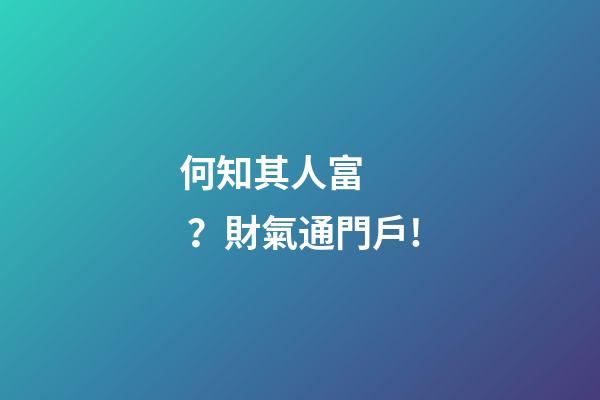 何知其人富？財氣通門戶!